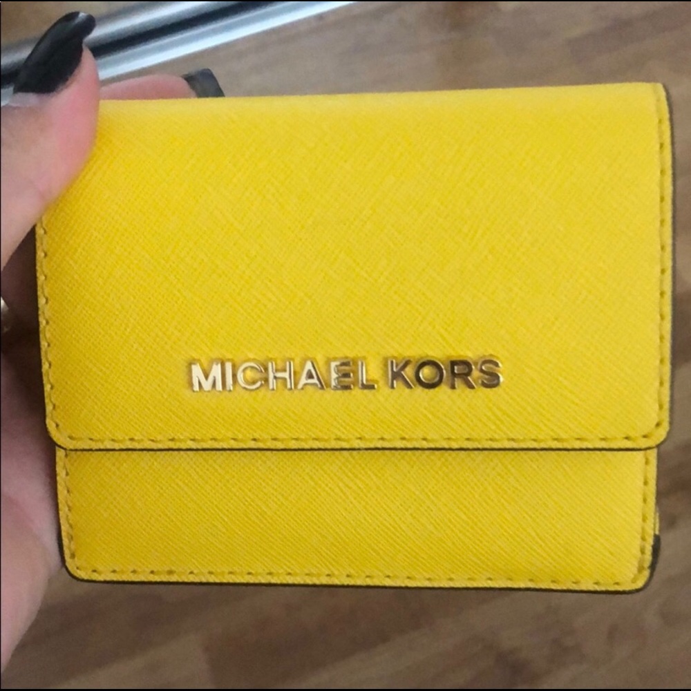 Michael Kors yellow keychain wallet
